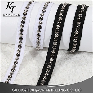 Classical style polyester design lace trim with Copper rivet for clothes