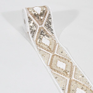 Handmade Gold Embroidery Cross Sequin Beaded Mesh Tape
