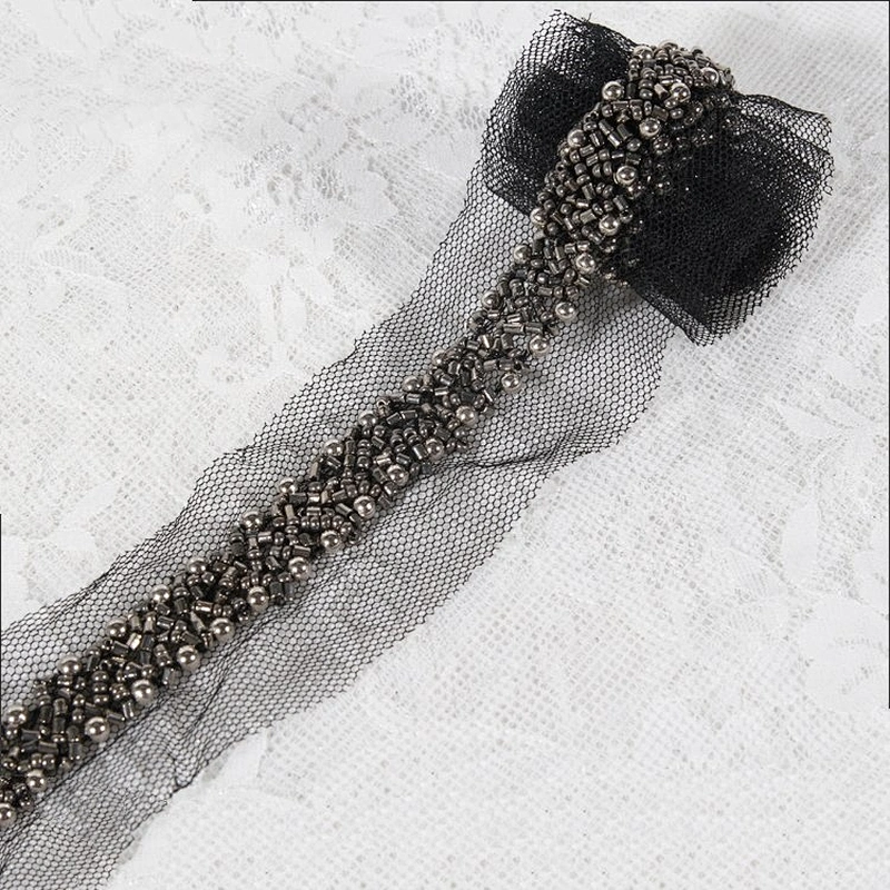 High quality kavatar Beaded Trim Mesh Decoration Lace Trim For Apparel