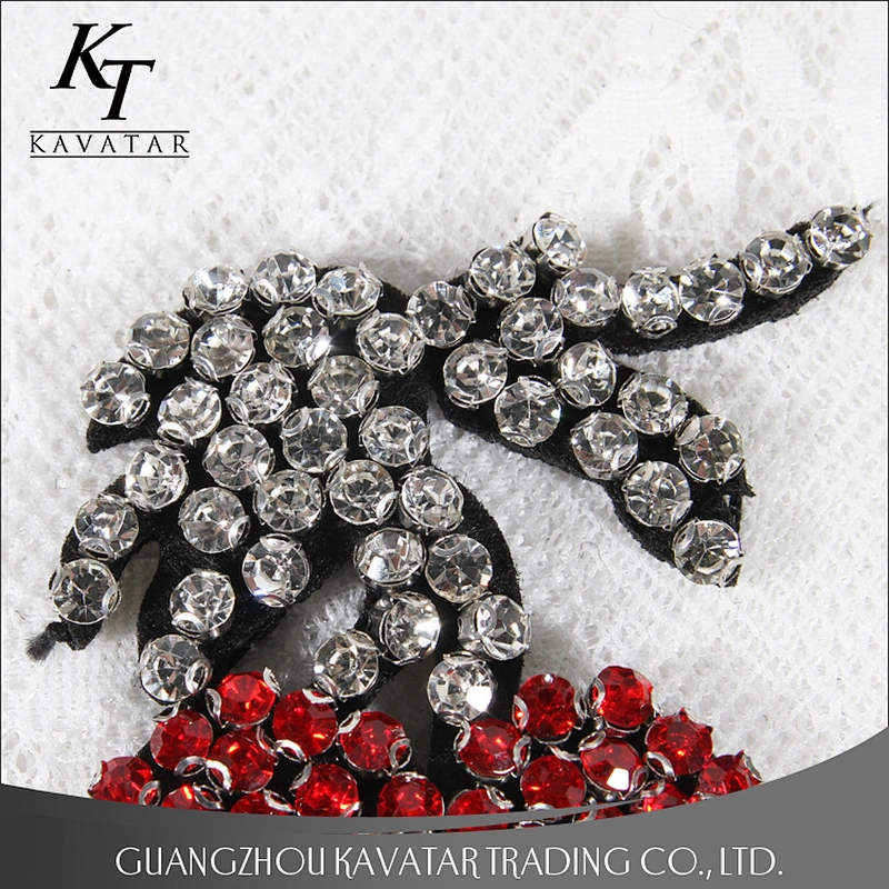 DIY Crystal Patch Cherry Motif Rhinestone Patch Sew On Clothing,Shoe,Bag