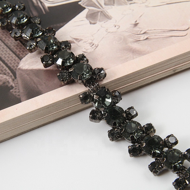 Wholesale High quality Clear Crystal Glass Rhinestone chain sewed to wedding belt  dress shoes, Bridal hair