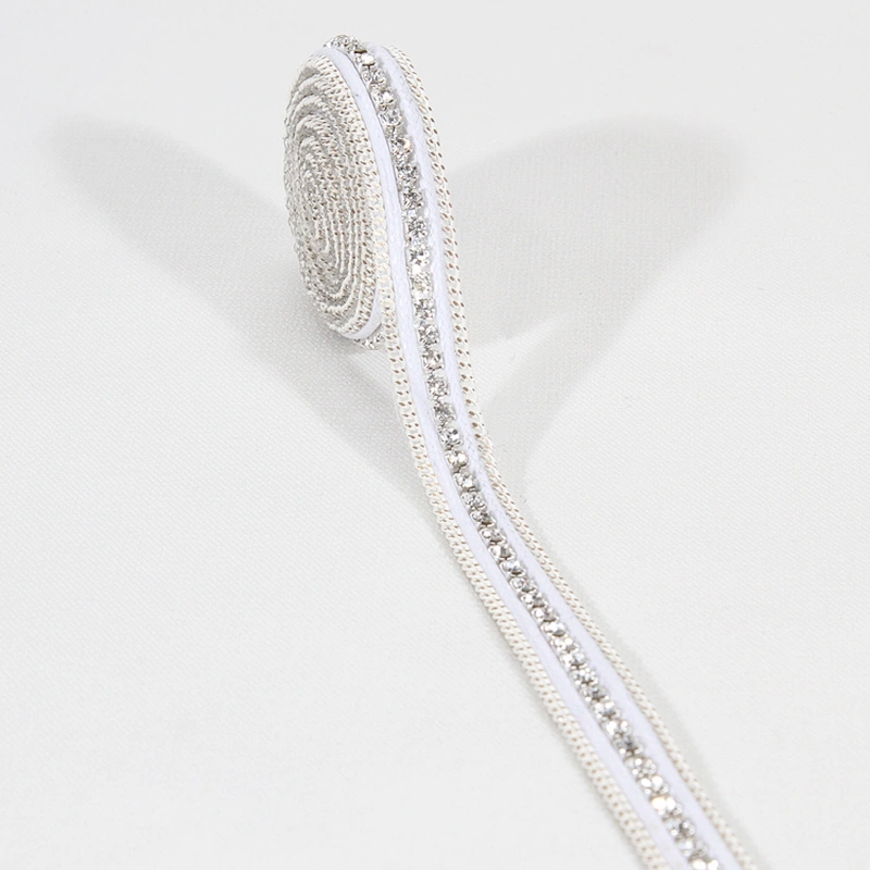 Bling Bling Decorative White Strips Accessories Beads Chain Decorated Hot Fix Rhinestone Transfer Motif Trim