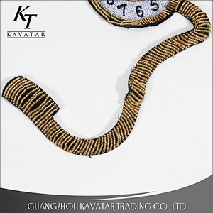 Sew On Beaded Pocket Watch Patch Sequin Embroidered Applique Patches For Clothing Parches KT-SRP036