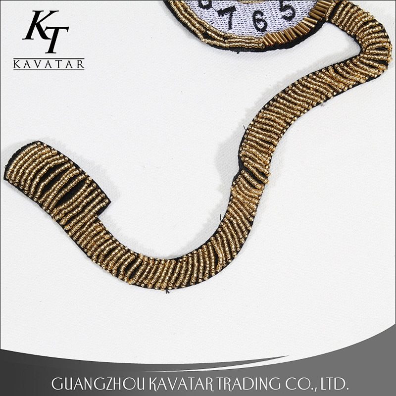 Sew On Beaded Pocket Watch Patch Sequin Embroidered Applique Patches For Clothing Parches KT-SRP036