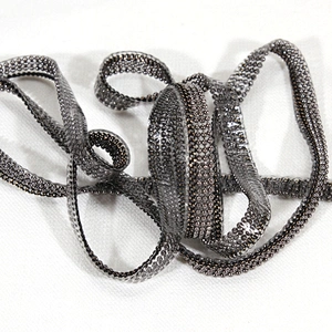 Black Plastic Beads Mini Hot Fix Trim with Copper Chain