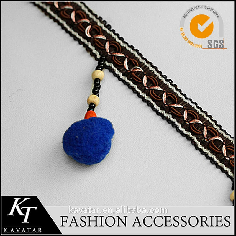 New Design Tassel curtain lace trimming lovely pom pom trim for dress