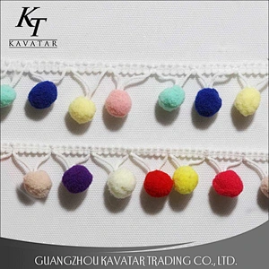 Hot sale tassel lace trimming lovely pompom trim for garment