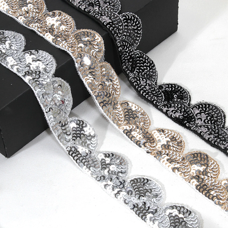 Handmade Mesh Guipure Lace Base Sequin Decoration Ribbon