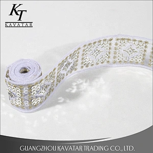 Best Popular White Sequin Trim Lace Decoration Ribbon For Dress