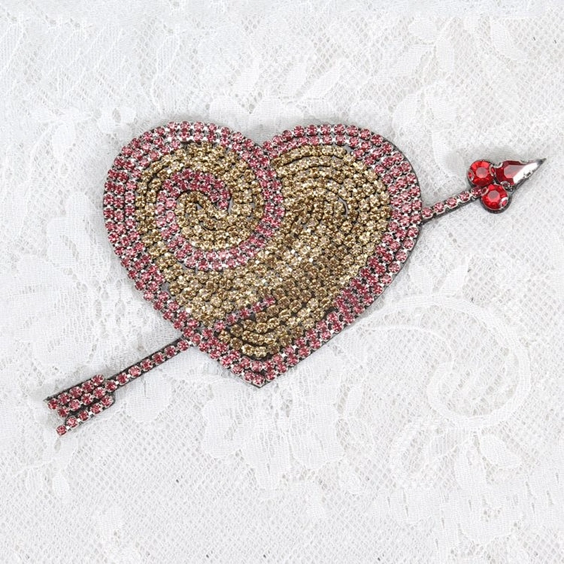 Bling bling Rhinestone Love Heart Sword Patch for Clothing,Bags Decoration Patch DIY Design