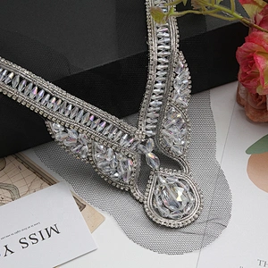 Wholesale Latest Patches clothing use garment Appliqued patches beads rhinestone 3D custom patch