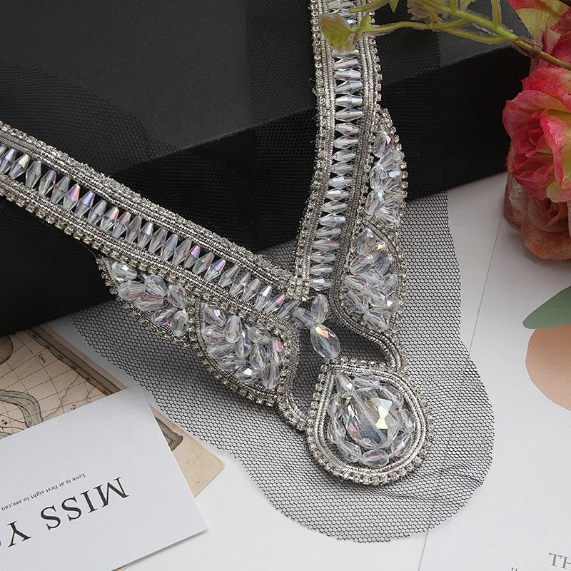 Wholesale Latest Patches clothing use garment Appliqued patches beads rhinestone 3D custom patch