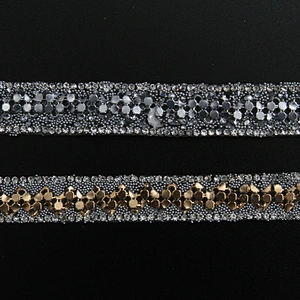 Kavatar Wholesale Hotfix Trim Garment Accessory Fashion Hot DIY Trim Fringe For Clothing Iron on Trims