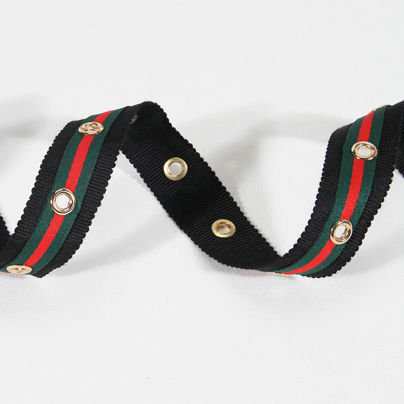 New arrival stripe Copper eyelet lace decorative ribbon wholesale