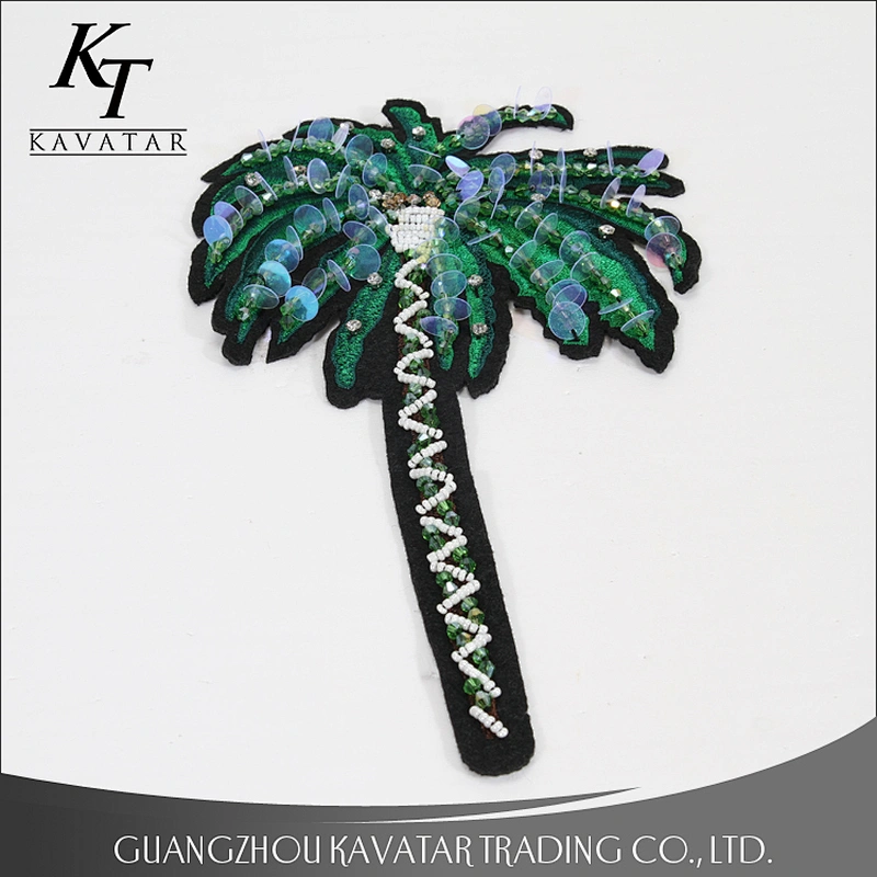 Craft Coconut Tree Beading Rhinestone Motif Sew on Patches Applique Sewing Supplies for Clothes