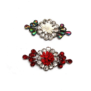 Christmas Cherry Flower Decorative Sew on Rhinestone Beaded Patches Wholesale patches for clothing