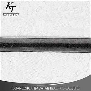 Kavatar Elegant Black Mesh Beaded Lace Trim For Dress