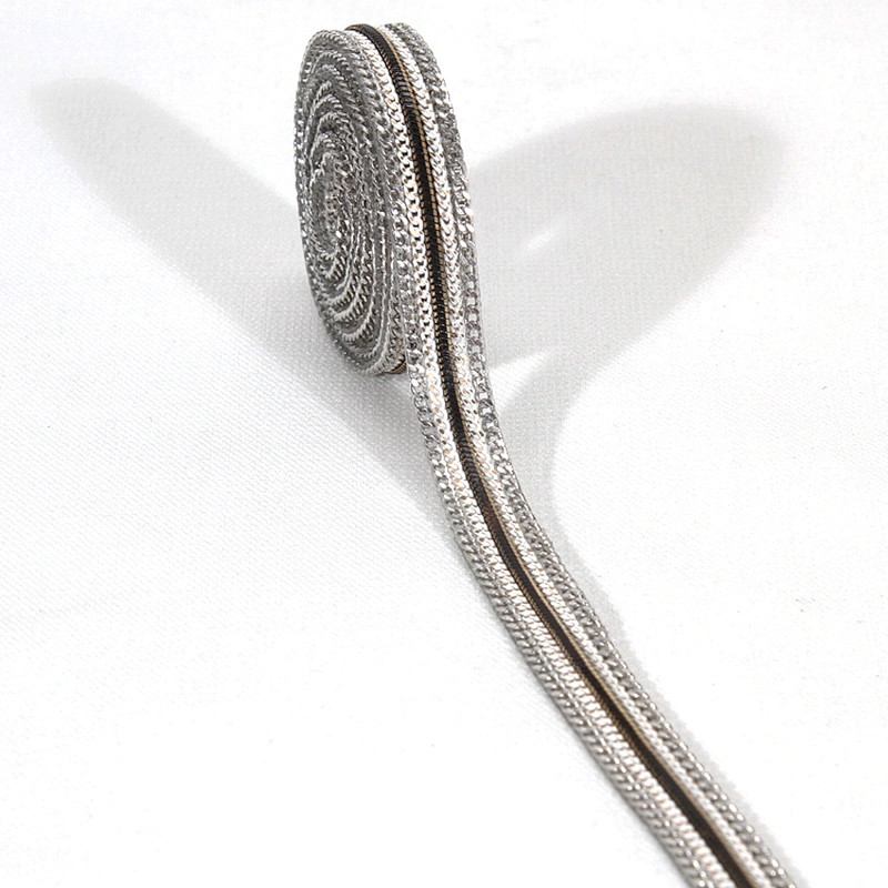 Decorative Accessories Chain Edged Hotfix Adhesive Rhinestone Trims with Black Braided Ribbon