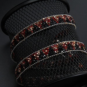 Kavatar Wholesale Accessories Chain Beaded Rhinestone Hotfix Trim Garment Accessory  Iron on Trims