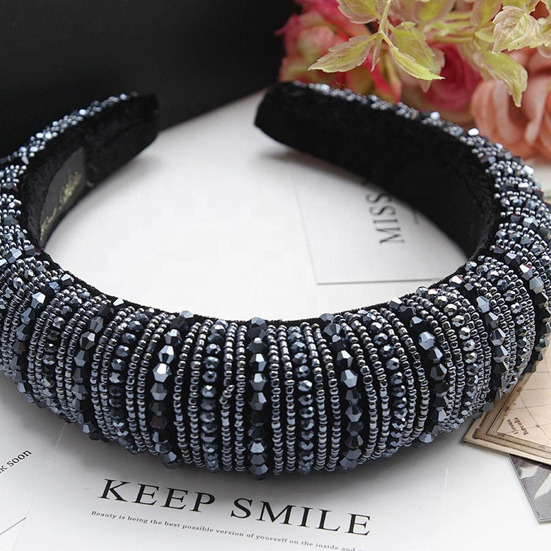 Handmade, Vintage & Creative Embellished Padded Velvet Headband Crown Handmade Hairbands Polka dot  hair accessories headband