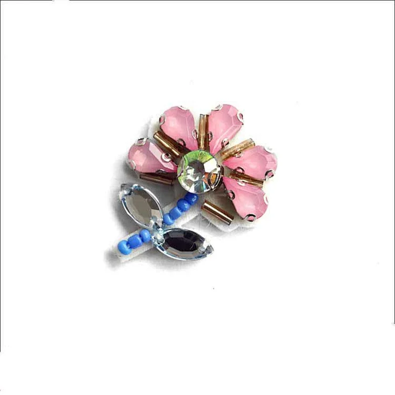 High quality new style fashion flower patches,rhinestone inset