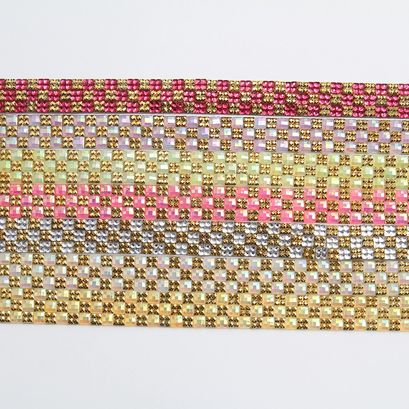 Manufacture DIY Heat Beaded Chain Hotfix Trimming Glue Back Strass Square Rhinestone
