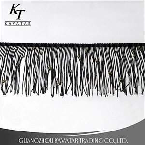 Beautiful black long tassel fringe trim for decorate shoe,garment