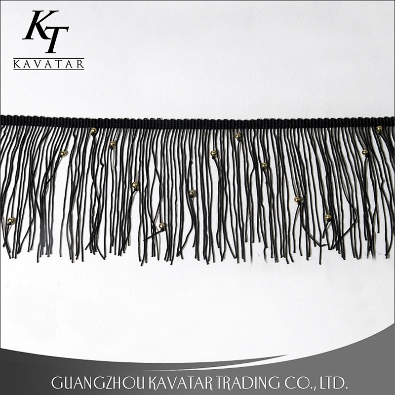 Beautiful black long tassel fringe trim for decorate shoe,garment