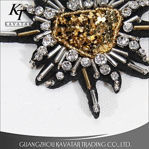 Chinese Custom Fashion Beaded Rhinestone Patches Embroidery Sequin