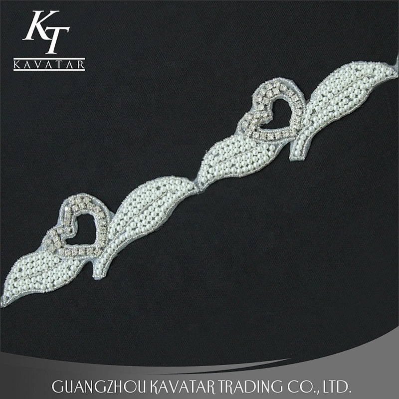 New Arrive love design crystal applique for wedding dress
