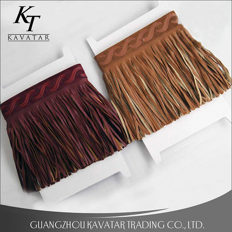 Custom faux leather fringe trim for bags and shoes