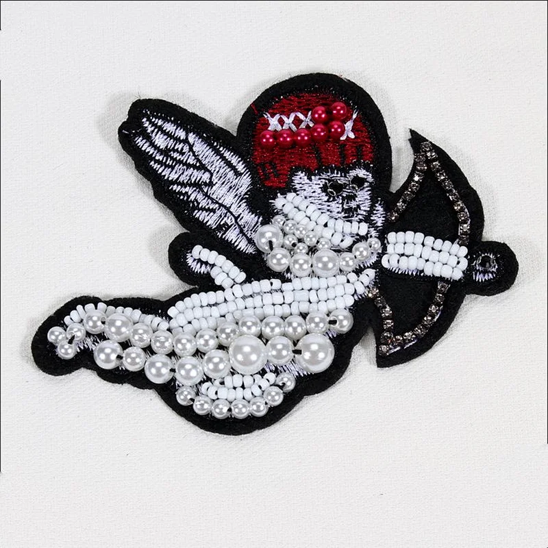 Cheap sewing clothes custom beaded embroidery applique patches