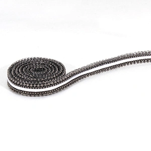 Black Iron On Copper Chained Hotfix Transfer Trim with White Strip Ribbon