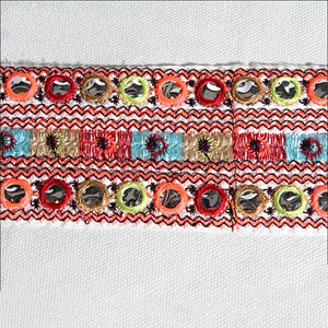 Wholesale 6cm white mirror style embroidery ribbon trim