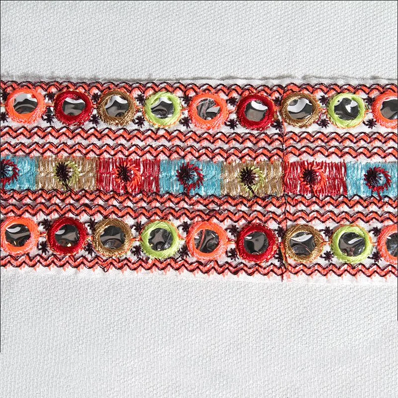 Wholesale 6cm white mirror style embroidery ribbon trim
