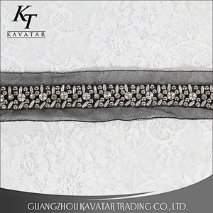 Fashion Handmade Accessories Decorative Beaded Rhinestone Lace Trims For Clothing