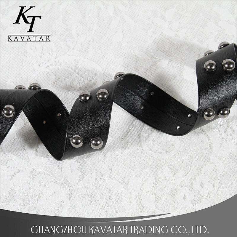 Fashion design double rows Copper beads PU tape trim decoration for garment