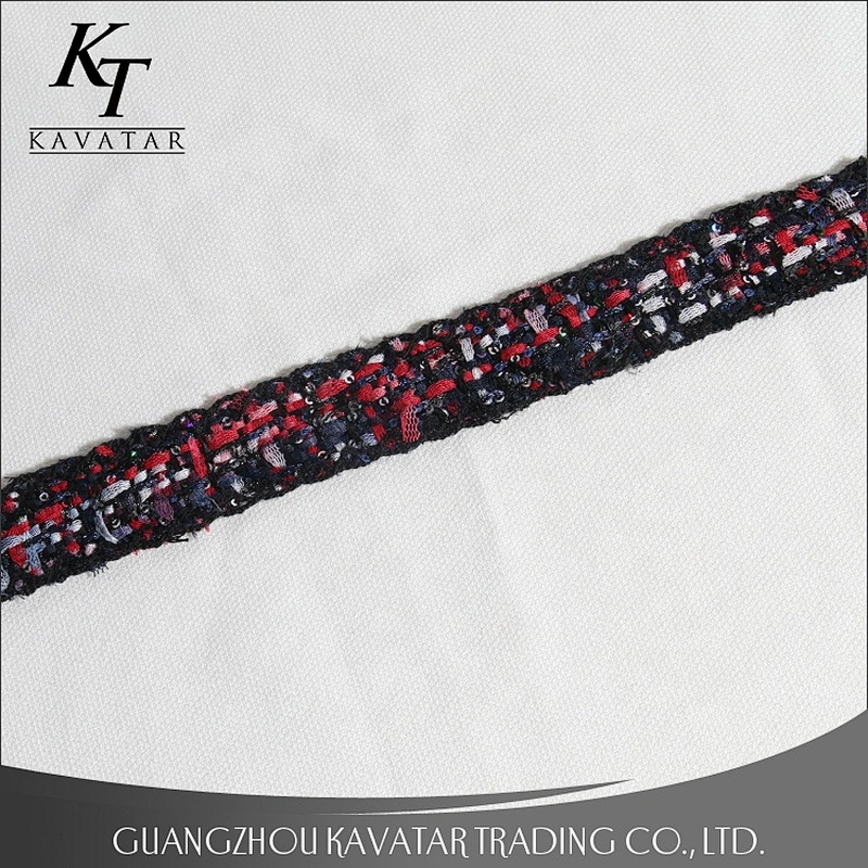 New arrival 2.5-3cm sequin polyester ribbon for ethnic clothing accessories