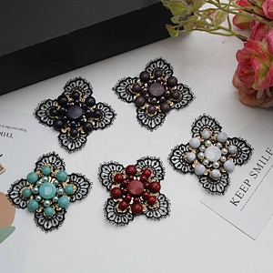 Multi Color Iridescent Flower Floral Flatback Rhinestones Beads Patches