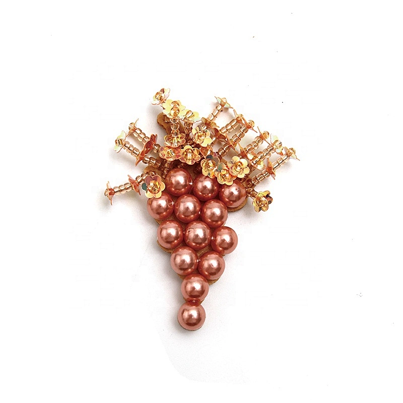 Christmas Cherry Flower Decorative Sew on Rhinestone Beaded Patches Wholesale patches for clothing