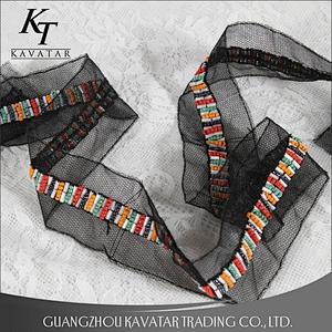 Fashion 4cm DIY Braided Beaded Lace Ribbon For Dress