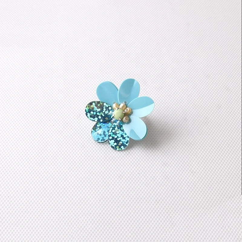 Kavatar Wholesale Blue Applique Sequins Flower Patch For Clothes