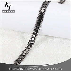 Kavatar Hot Fix Stud border Copper chain Lace Trim For Garment Accessories