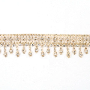 Wholesale Gold Crystal Rhinestone Chain Trim Fringe For Dress chainette fringes rhinestone fringe trim