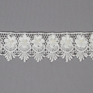 High quality polyester flower shape embroidery lace trim bridal lace accessories