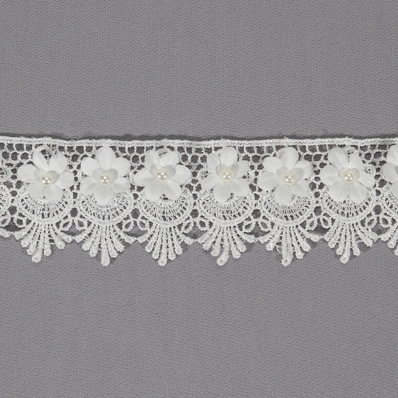 High quality polyester flower shape embroidery lace trim bridal lace accessories