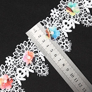 Kavatar design 3D floral layers white lace for dress