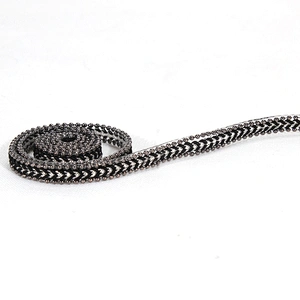 Stock Bulk Mini Black Braided Hot Fix Transfer Trim with Accessories Chain