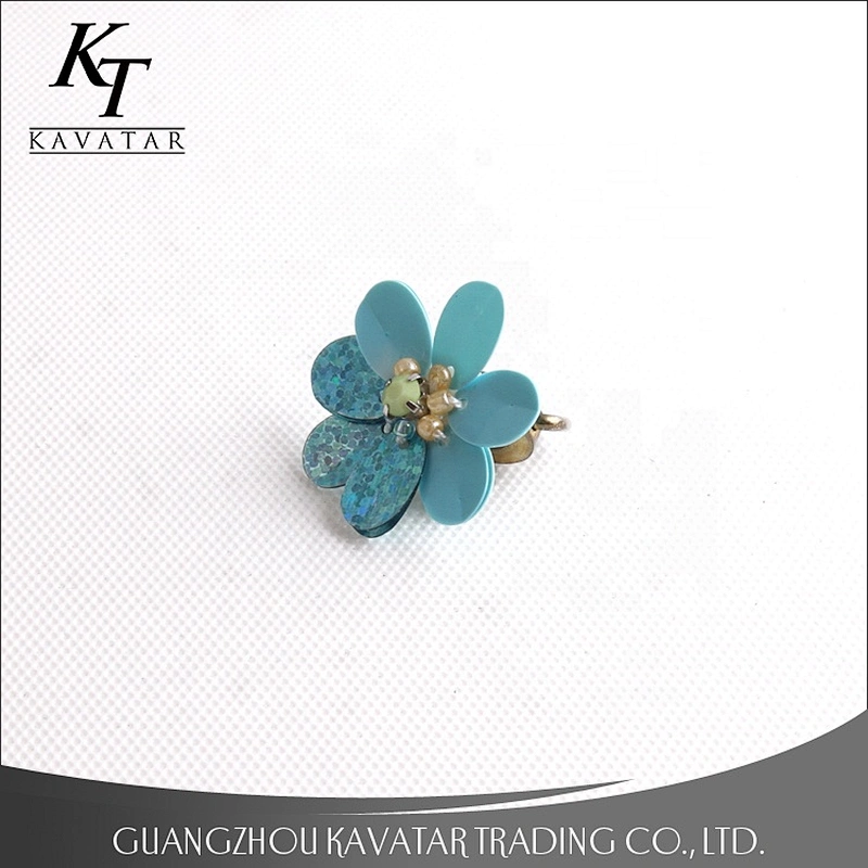 Kavatar Wholesale Blue Applique Sequins Flower Patch For Clothes