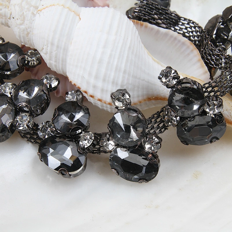 Kavatar beaded trim fringe  rhinestone beaded glass trim hotfix banding